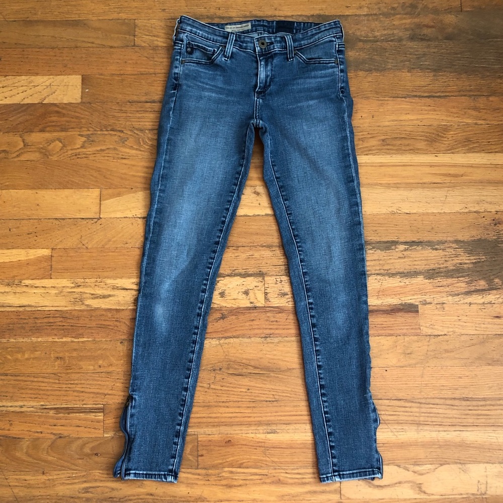 ADRIANO GOLDSCHMIED SKINNY ZIPPER ANKLE JEANS 25